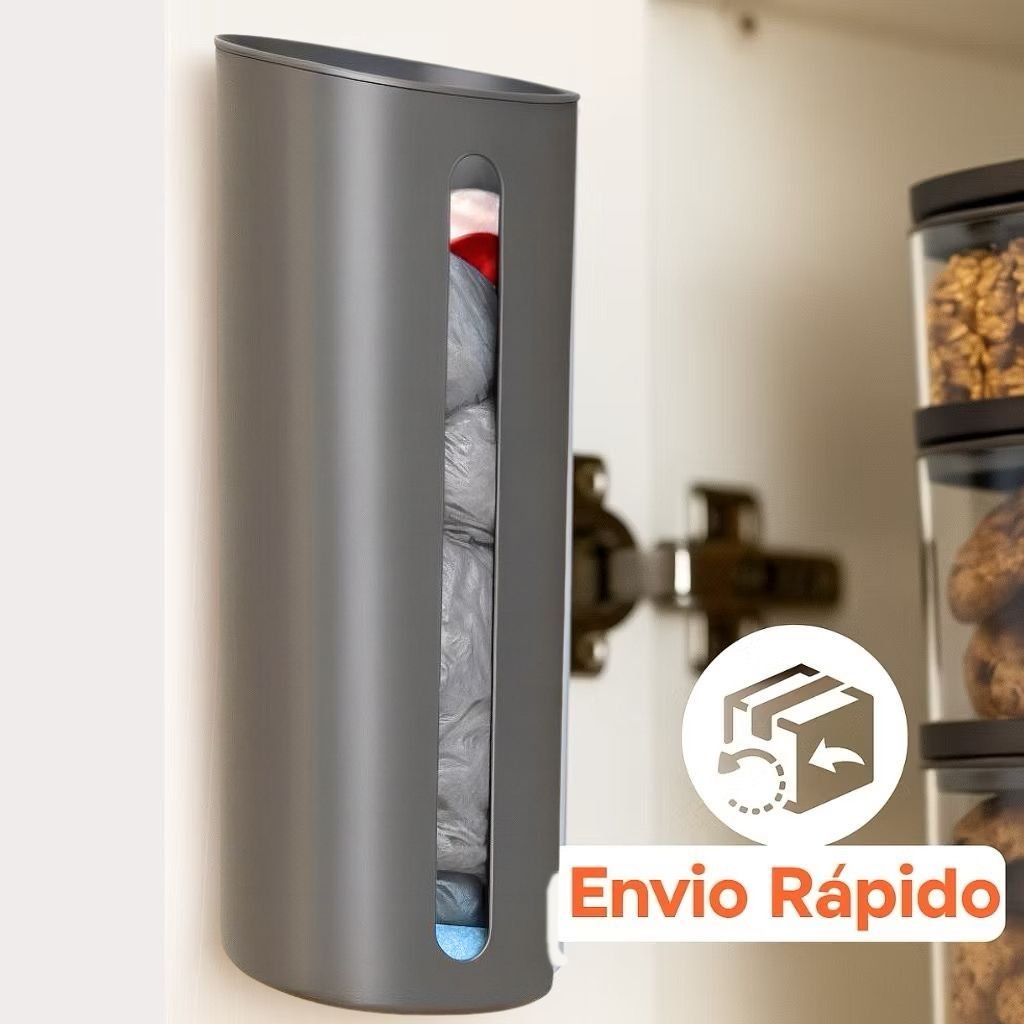 Porta Sacola Cinza Dispenser de Parede Puxa Saco Envio Rápido