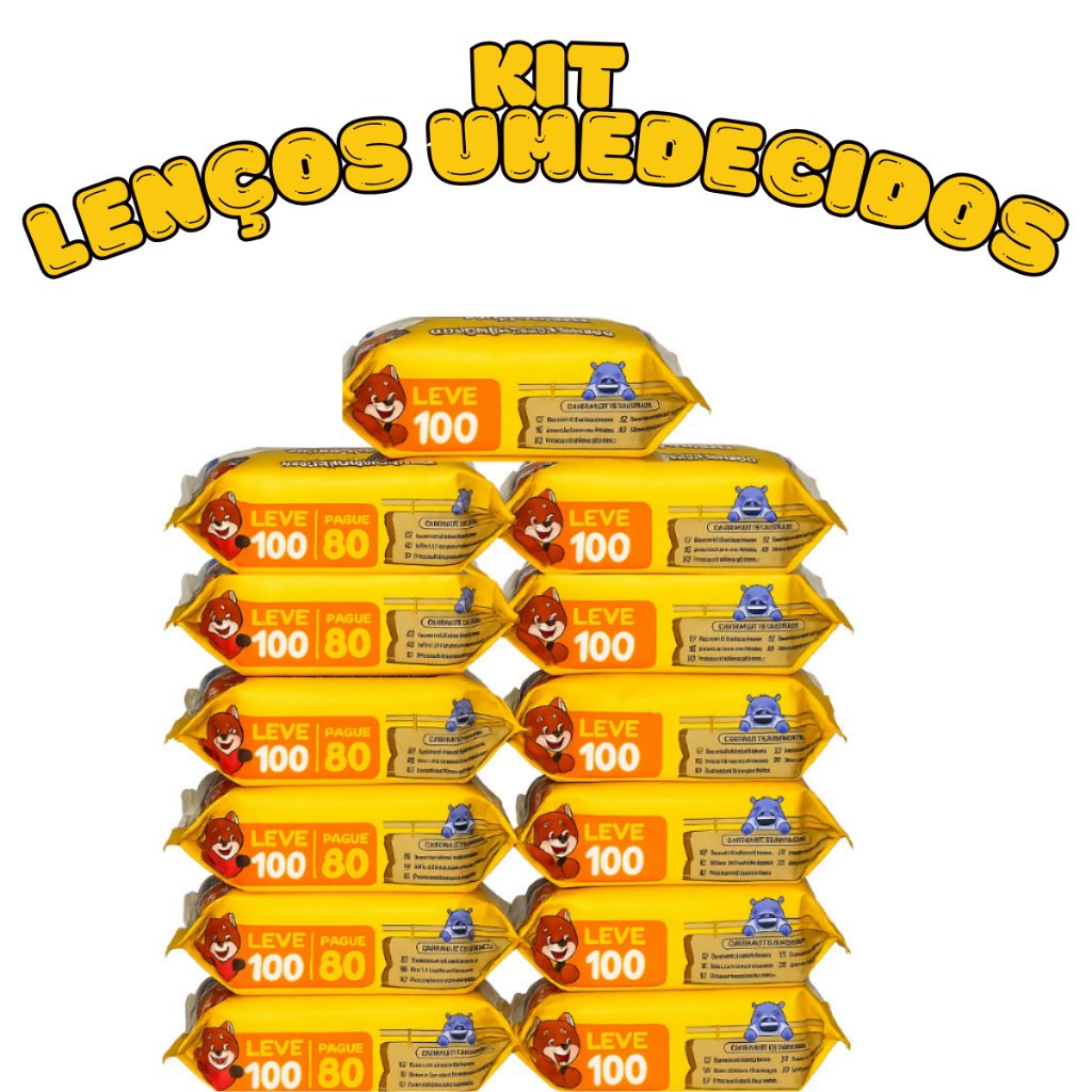 Kit Toalhas Umedecidas Pacotes Lenço -  Chameguinho Baby Neném Menina Menino