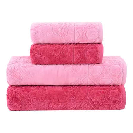 Jogo De Toalhas Buddemeyer Village Banho Rosa/rosa Chic 4 Peças Liso
