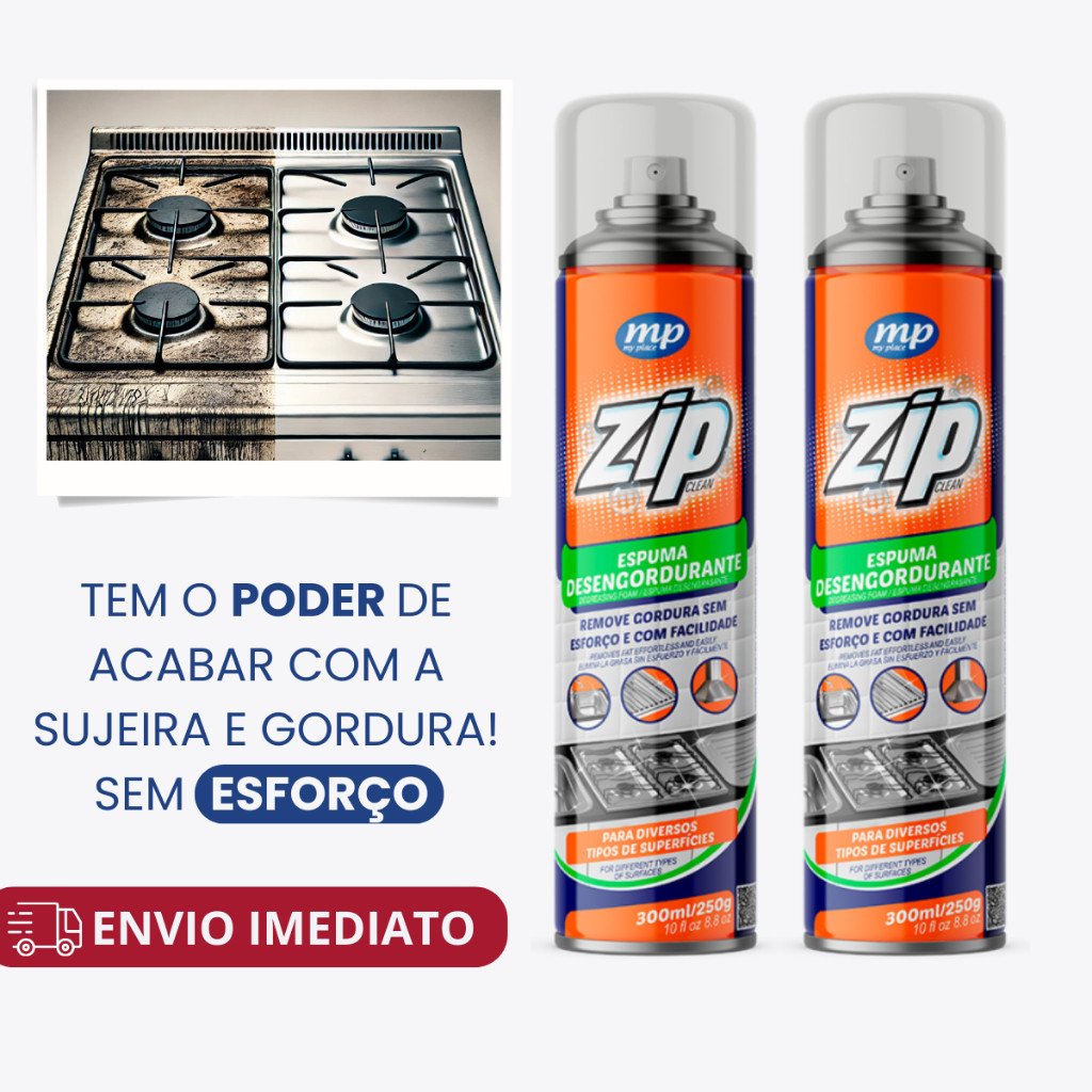 Kit Espuma Desengordurante Limpeza Pesada Zip Clean 300ml My Place kit com 1 e 2 unidades