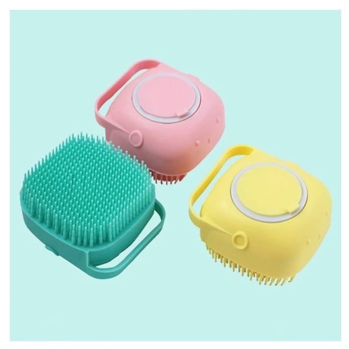 Esponja De Silicone Para Banho Com Dispenser Shampoo / Sabonete Escova Crianças, Adultos e Pets