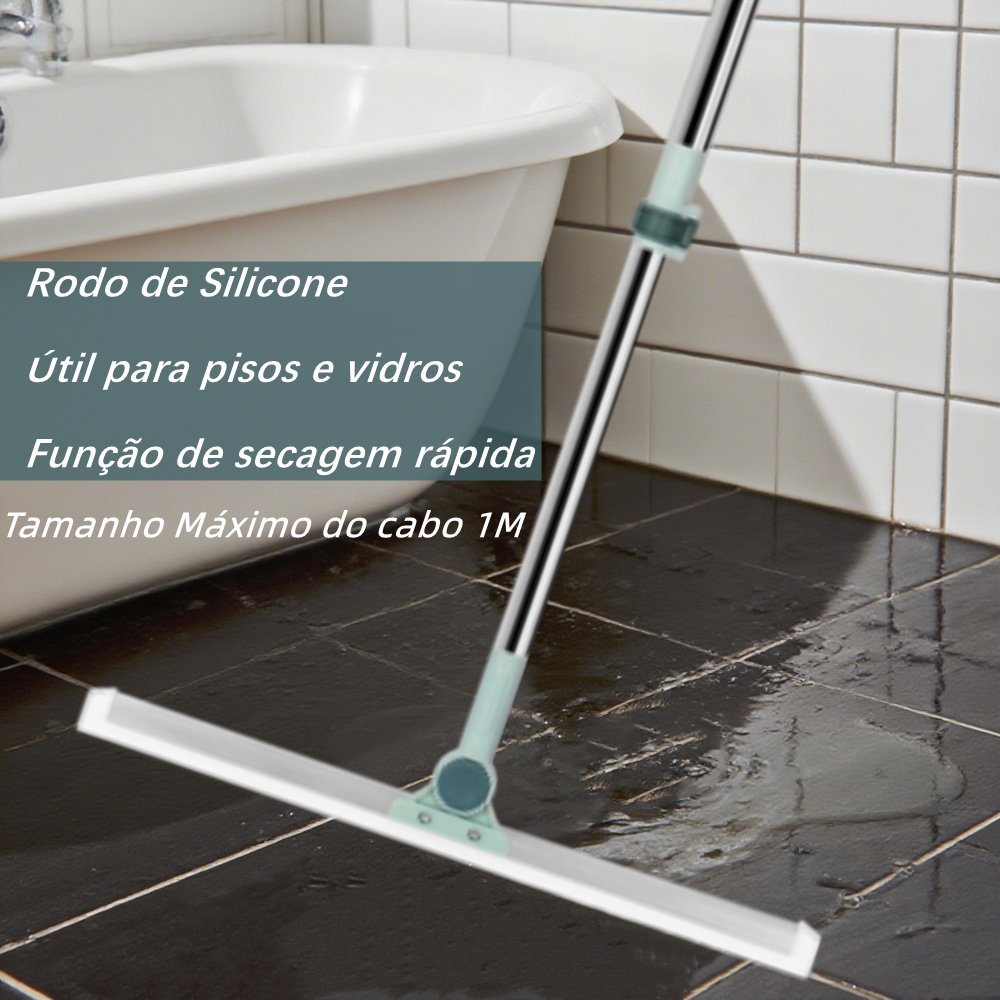 Rodo de Silicone Para Limpeza Banheiro Vassoura Mágica Rodo Tira Pelo Limpa Vidro Seca Bem Silicone Vassoura Piso Vidros