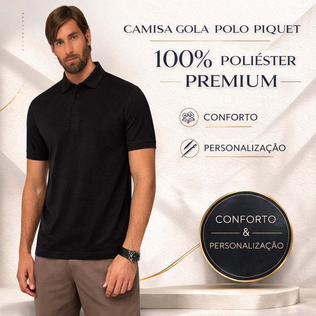 Camisa Masculina Gola Polo Piquet Poliéster