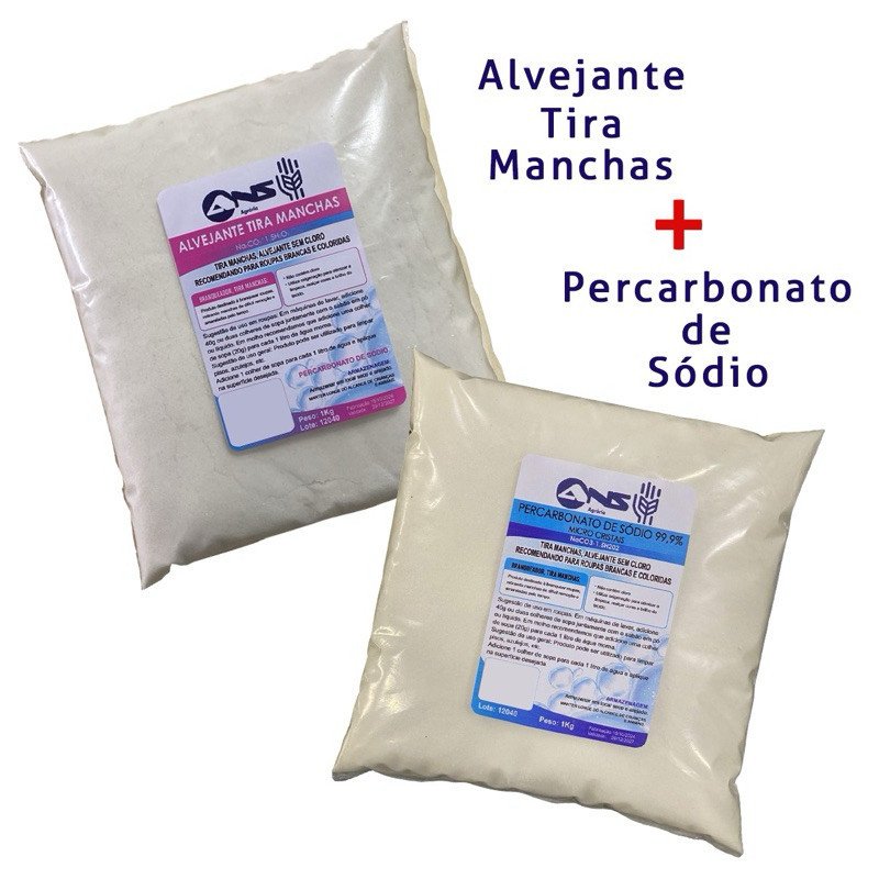 Limpeza Profunda: Tira Manchas Alvejante 1kg e Percarbonato de Sódio 1kg em Um Só Pacote!