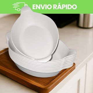 Kit 20 Petisqueira Barquinha Canoa Branca Plástico