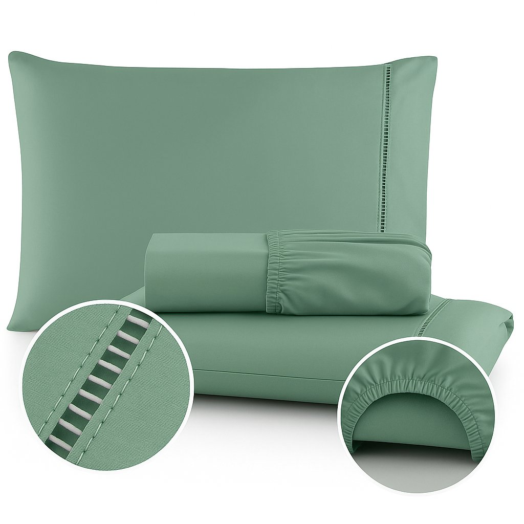 Kit Jogo de Lençol Ponto Palito 400 fios Berço 2 peças Solteiro 2 peças Casal Queen  King 3 peças