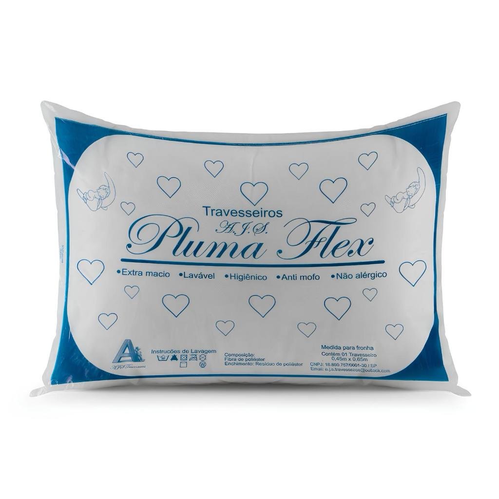 4 Travesseiro De Manta 100% Fibra Mista Promoção, Anti-ácaro, Macio, Confortável