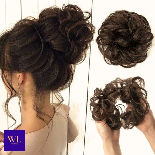 Kit 3 Peças Extensão de Cabelo Sintético Estilo Coque/ Xuxinha/ Elástico/ Rabicó e Prendedor Aplique - WL