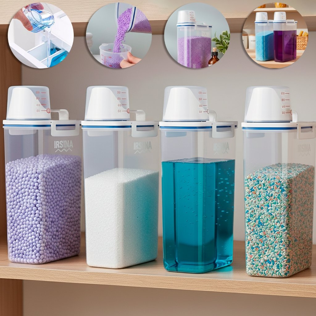 Potes Hermético Porta Sabão Pó Líquido Copo Dosador 2l