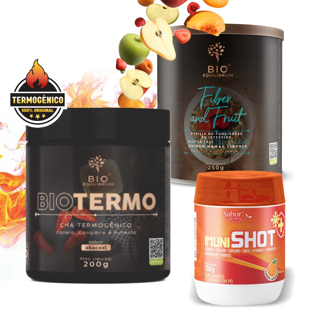 Combo Termogênico Natural + Suplemento para Imunidade + Fibras Funcionais | BioTermo + ImuniShot + Fiber and Fruits