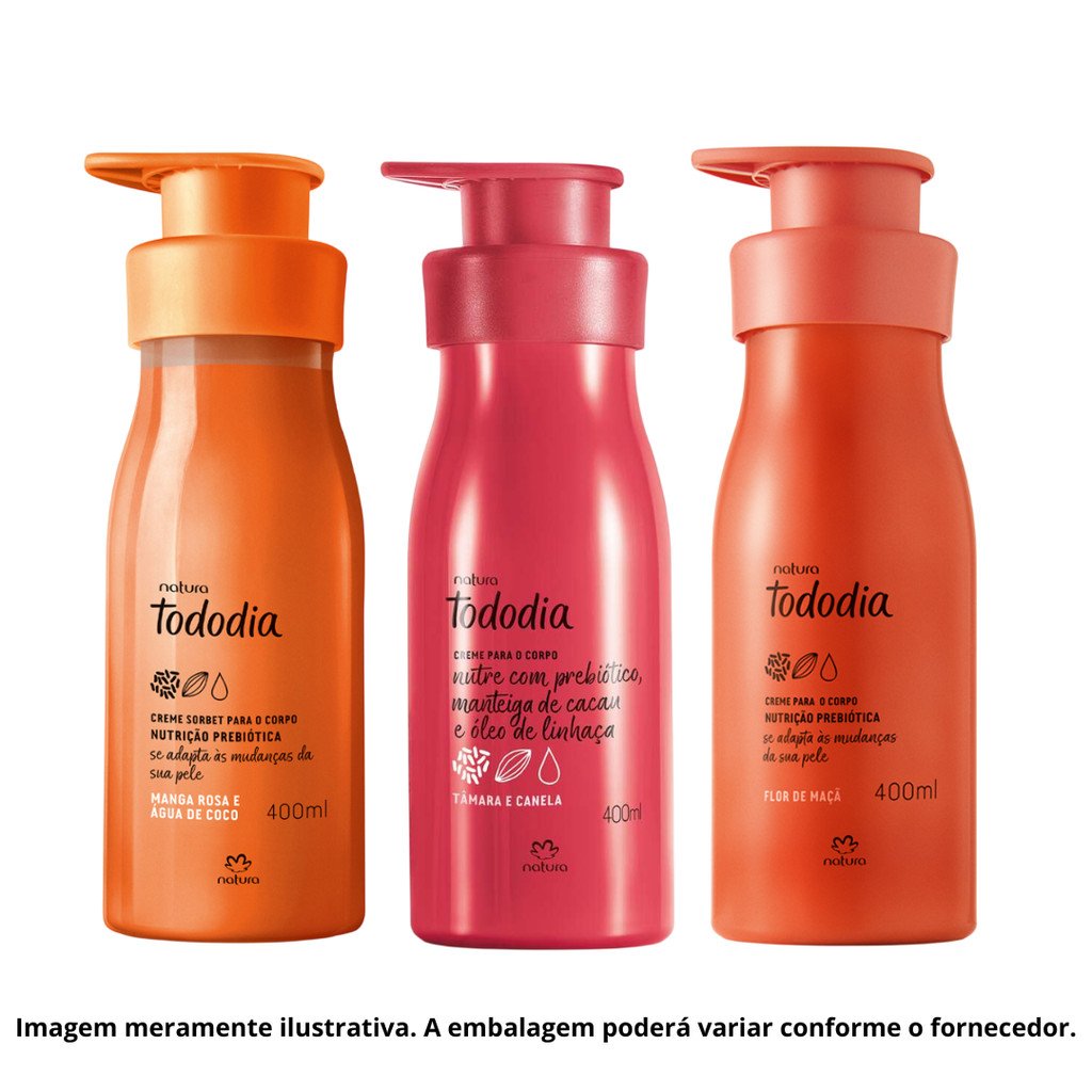 Kit com 3 Cremes Hidratantes Natura Tododia – 400ml Cada