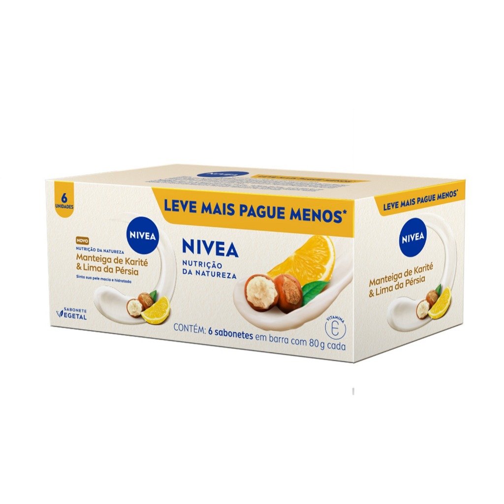 Kit NIVEA Sabonete em Barra Vegetal Nutrição da Natureza 80g (6 unidades)