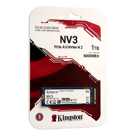 Ssd Kingston Nv3 1tb Nvme 4.0 Azul Escuro 2280 6000mb/s Snv3s/1000g