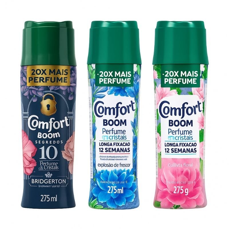 Comfort Boom Amaciante 20x mais perfume em suas roupas, perfume em cristais amaciante de bolinha