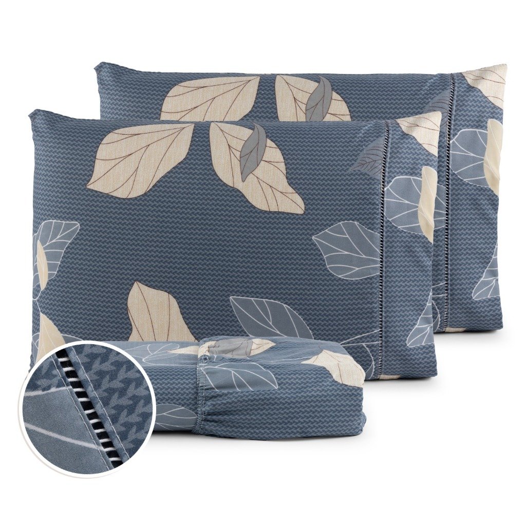 Jogo De Lençol 3 Peças Casal Padrão Queen King Solteiro Fronha Percal 400 Fios Ponto Palito Estampado