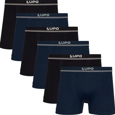 Kit 6 Cuecas Lupo Boxer Box Sem Costura Basic Microfibra