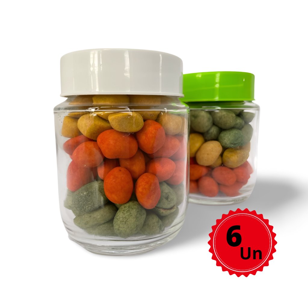 KIT c/06 Potes de Vidros Belem 240ml c/Tampas Plásticas - Multiuso