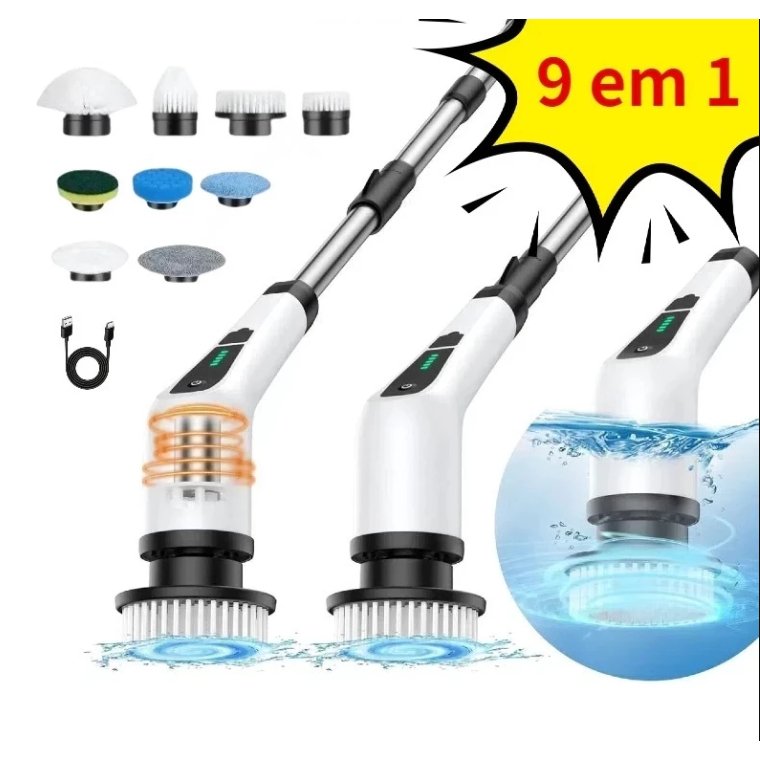 Escova De Limpeza Ajustável Janela Banheiro e Cozinha Ferramenta 9 em 1Recarregável